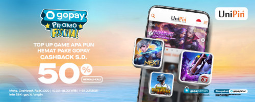 Dapatkan cashback hingga 50% hanya untuk pengguna setia GoPay di UniPin
